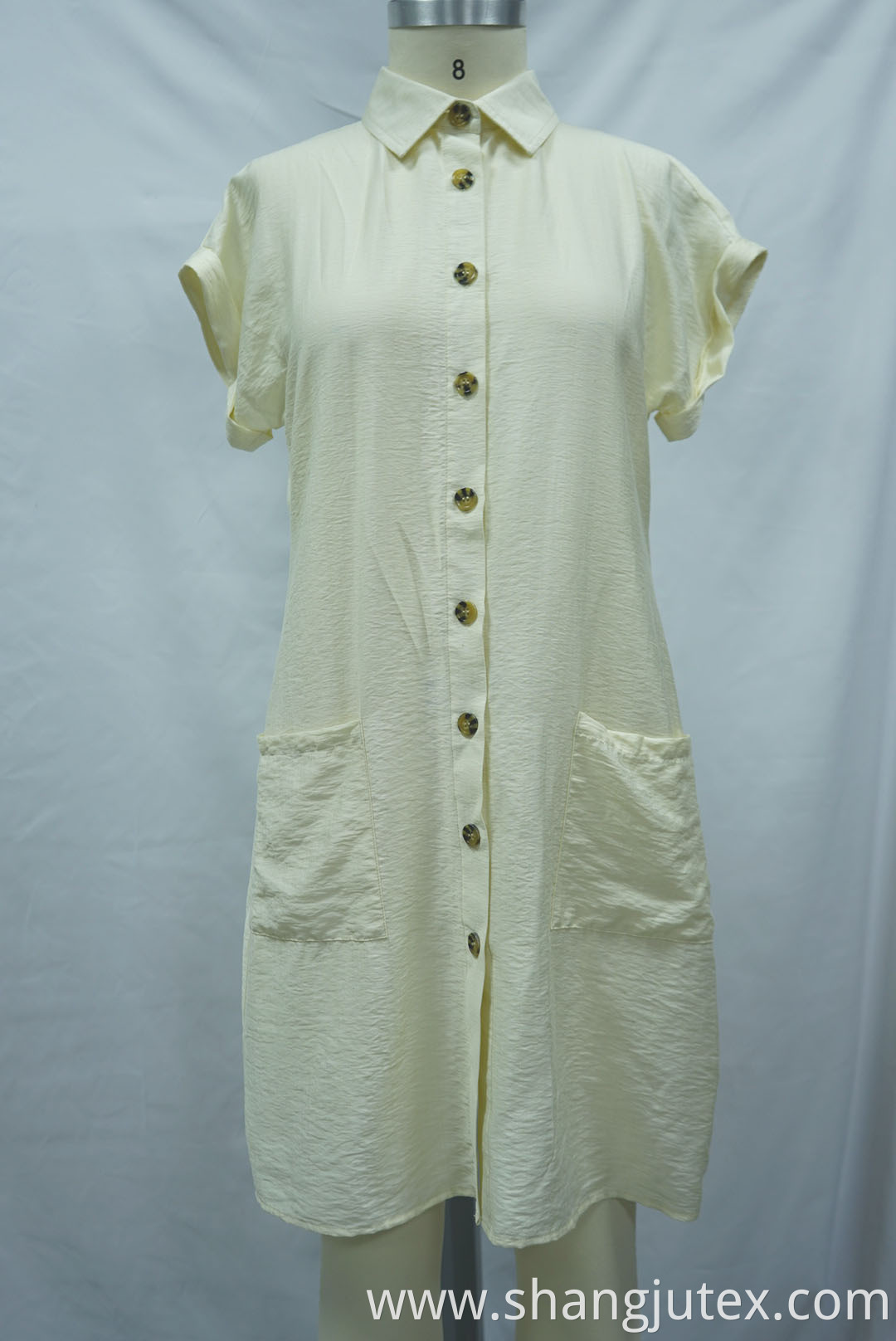 front have pockets of women's shirt dress
